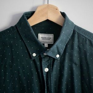 Frank & Oak dot pattern green Oxford shirt - L
